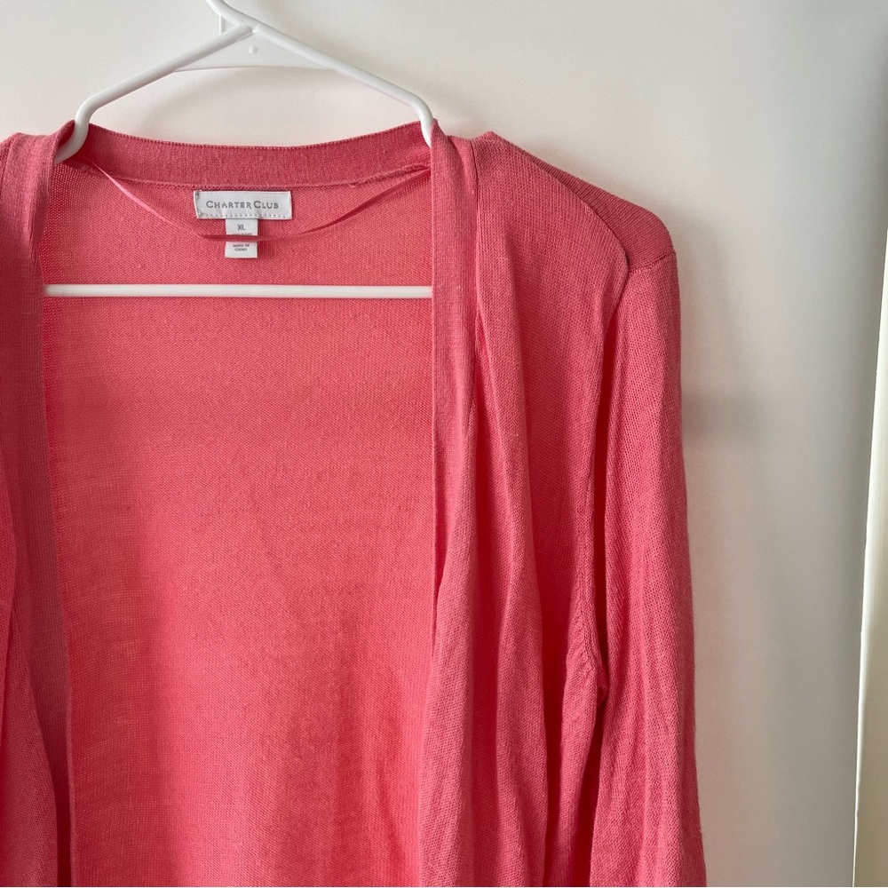 Charter club cropped salmon pink cardigan